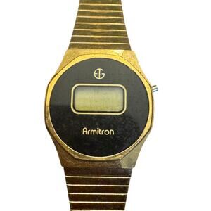 Vintage Armitron digital watch for parts or repair Goldtone untested